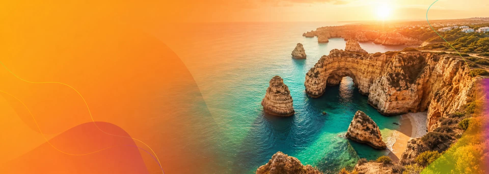Costa do Algarve ao pôr do sol